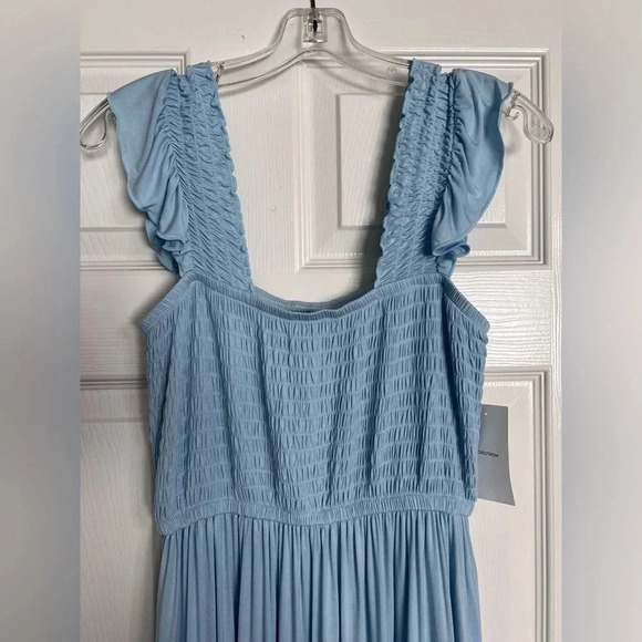 NWT Nordstrom Robin Egg Blue Ruched Maxi Dress Sz Small Blue Dream Wedding Beach - Picture 4 of 7